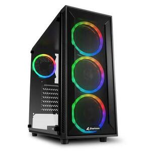 Carcasa SHARKOON TG4M RGB Tempered Glass , MiddleTower, fara sursa (Negru) imagine