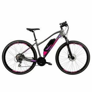 Bicicleta Electrica Afisport C17, S-M, Roti 28inch, Motor 250W, Autonomie 60 Km, Frane Hidraulice pe disc (Gri/Mov) imagine