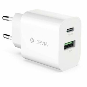 Incarcator Retea DEVIA RLC-389, 20W, 3A, 1 x USB-A - 1 x USB-C, Alb imagine