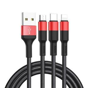 Cablu de date HOCO X26 Xpress, USB - Lightning / USB Type-C / MicroUSB, 1 m, Negru imagine