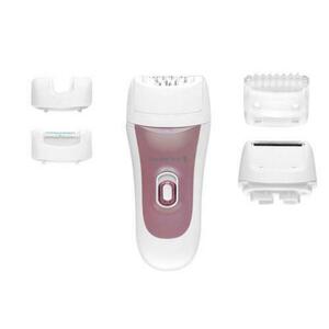 Epilator Remington 5 in 1 Smooth&Silky EP5 EP7500, 40 de pensete, Cap ras, Pieptan, 2 viteze (Alb/Maro) imagine