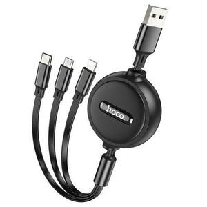 Cablu de date si incarcare HOCO X75, USB-A - Lightning / microUSB / USB-C, 18W, 1m (Negru) imagine