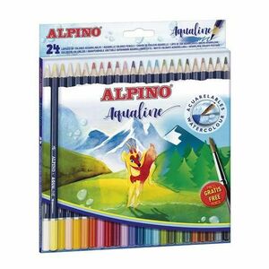 Creioane colorate acuarela ALPINO Aqualine, cutie carton, 24 culori/set imagine