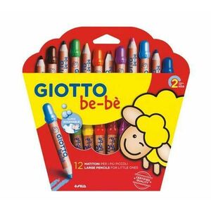 Creioane colorate jumbo + ascutitoare GIOTTO be-be, 12 culori/cutie imagine