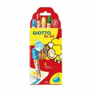 Creioane colorate jumbo + ascutitoare GIOTTO be-be, 6 culori/cutie imagine