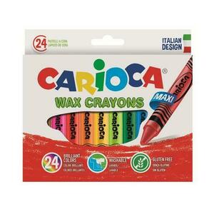 Creioane cerate CARIOCA Wax Crayon Maxi, rotunde, lavabile, D-12mm, 24 culori/cutie imagine