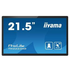 Ecran Profesional VA LED Iiyama 21.5inch TW2223AS-B2, Full HD (1920 x 1080), HDMI, Boxe, Touchscreen (Negru) imagine