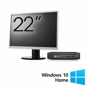 Pachet Calculator Refurbished HP EliteDesk 800 G2 Mini PC, Intel Core i7-6700T 2.80 - 3.60GHz, 16GB DDR4, 512GB SSD + Monitor 22 Inch + Windows 10 Home imagine