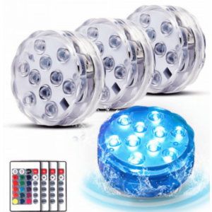 Set 4 lampi LED RGB cu telecomanda rezistente la apa imagine