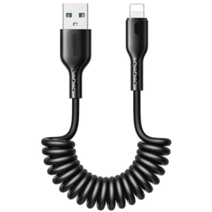 Cablu de date USB la iPhone Lightning spiralat negru imagine