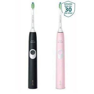 Set 2 Periute de dinti electrice Philips Sonicare ProtectiveClean 4300 HX6800/35, 62.000 miscari/min, 1 mod de curatare, 2 Capete, 2 Truse de calatorie (Negru/Roz) imagine