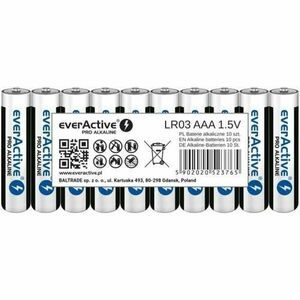 Set Baterii everActive Pro Alkaline AAA , LR03 1.5V 10 Baterii imagine