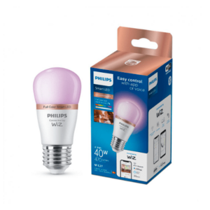 Bec LED RGB inteligent Philips Bulb, Wi-Fi, Bluetooth, P45, E27, 4.9W (40W), 470 lm, lumina colorata imagine