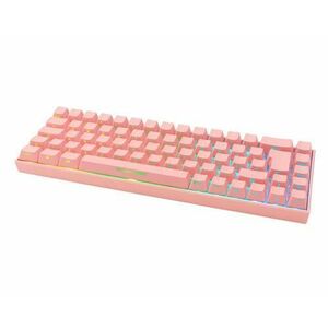 Tastatura Gaming Wireless DELTACO GAMING GAM-100-P-UK, Iluminare RGB, Kailh Red, Layout UK (Roz) imagine