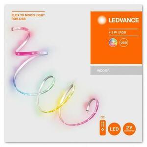 Banda LED RGB pentru TV Ledvance FLEX MOOD LIGHT, 4.2W, 5V, 50 lm, lumina color, IP54, 1 metru, alimentare prin USB, Telecomanda inclusa imagine