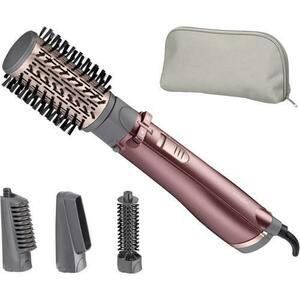 Perie rotativa BaByliss AS960E, 1000W, Ionizare, 4 Accesorii, 2 Setari temperatura/viteza, Cool-Shot, geanta depozitare, Roz-Gri imagine