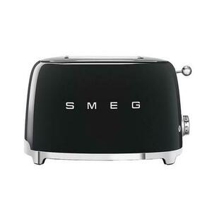 Prajitor de paine Smeg TSF01BLEU, 950 W, 2 felii, 6 Trepte pentru rumenire (Negru/Argintiu) imagine