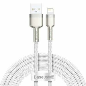 Cablu alimentare si date Baseus, Cafule Metal, Fast Charging, USB - Lightning 2.4A braided 2m, Alb imagine