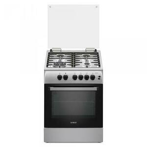 Aragaz Samus SM664XPGS, 4 Arzatoare, 1 Wok, Gaz, Cuptor Gaz, Aprindere electrica, Timer, Grill, Inox/Argintiu imagine