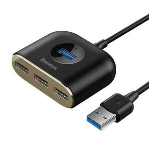 Adaptor Baseus USB Square Round Hub - hub USB cu 4 porturi pentru computere si laptopuri, Negru imagine