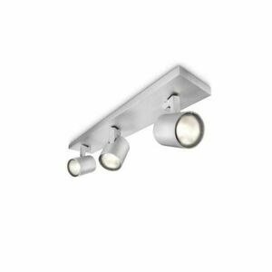 Spot Triplu Philips Runner, 3xGU10, 3x20W, IP20, 10.9x48x9cm, Metal, Argintiu imagine