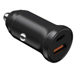 Incarcator Auto DEVIA Smart Mini, 30W, 3A, 1 x USB-A - 1 x USB-C, Negru imagine