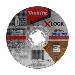 Disc de taiere pentru inox, Makita, 125/22.23/1.2 mm, X-LOCK A60T, 125 mm imagine