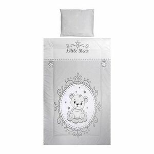 Set lenjerie pat 3 piese Lorelli Cosy Little Bear Grey, bumbac ranforce, lavabil 30°C imagine