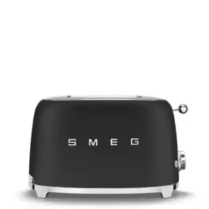 Prajitor de paine Smeg TSF01BLMEU, 950 W, 2 felii, 6 niveluri pentru rumenire, Negru mat / Argintiu imagine