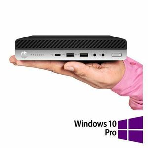 Calculator Sistem PC Refurbished HP ProDesk 800 G4 Mini PC, Intel Core i5-8500T 2.10 - 3.50GHz, 8GB DDR4, 256GB SSD + Windows 10 Pro imagine