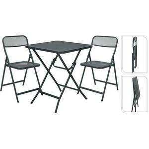 Set mobilier pliabil 3 piese, Gri imagine