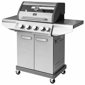 Gratar gaz Teesa BBQ 5005 Master, 5 arzatoare, Putere totala arzatoare 14.4 kW, presiune 37 mBar (Argintiu) imagine