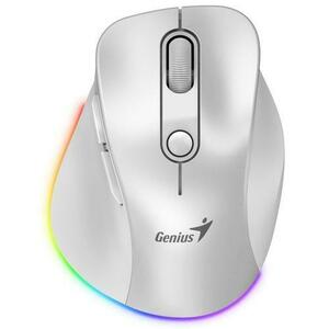 Mouse Wireless Genius Ergo 9000S Pro, Bluetooth, 2400 DPI, reincarcabil, RGB (Alb) imagine