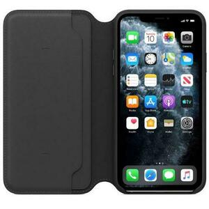 Husa Flip Cover Apple mx082zm/a pentru Apple iPhone 11 Pro Max, Piele naturala (Negru) imagine