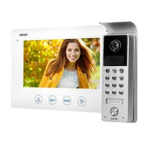 Videointerfon pentru o familie CERES ORNO OR-VID-ME-1056/W, color, monitor ultra-plat LCD 7inch, control automat al portilor, 16 sonerii, infrarosu, tastatura numerica, alb/gri imagine