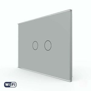 Intrerupator Dublu Wi-Fi cu Touch LIVOLO din Sticla – Standard Italian (Gri) imagine