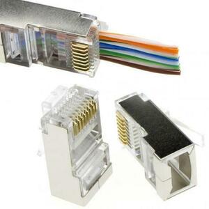 Mufa RJ45 FTP EMTEX ecranata, cat.6, passthrough (100 buc) imagine