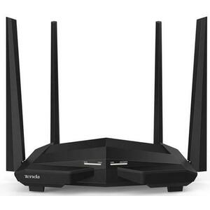 Router Wireless Tenda AC10U, Gigabit, Dual Band, 1200 Mbps, USB, 4 Antene externe (Negru) imagine