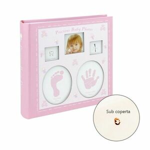 Album foto Baby personalizabil, 200 poze, 10x15, amprente bebelus, cutie, roz, RESIGILAT imagine