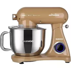 Mixer cu bol Daewoo DHM300C, 3000 W, 6 trepte de viteza + functia Pulse, capacitate bol inox 6 l, corp complet aluminiu, accesorii incluse: tel, carlig framantare, palete amestecare, Crem imagine