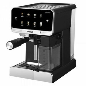 Espressor Automat Samus INFINITY 20, 1350 W, 20 Bari, Rezervor apa 1800 ml, Rezervor lapte 500 ml, 7 Optiuni de cafea, Duza spumare lapte si tavita de colectare detasabile, Negru/Inox imagine