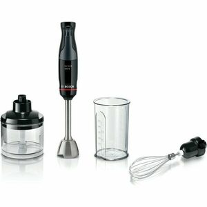 Blender de mana ErgoMaster Bosch MSM4B621 1000 W, cutit 4 lame si functie antisplash, picior mixare otel inoxidabil, tel din otel inoxidabil, pahar masurare, aparat de maruntit, negru/antracit imagine