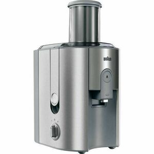 Storcator de fructe si legume Braun J700, 1000 W, Recipient suc 1.25 l, Recipient pulpa 2 l, 2 Viteze, Tub de alimentare 75 mm, Inox imagine