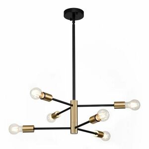 Lustra Industriala Techstar® cu 6 Lumini E27, Metal Negru si Auriu Satinat, Design Nordic Scandinav imagine