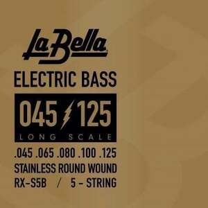 La Bella RX-S5B Bass RX Stainless Steel 45-65-80-100-125 Set de 5 corzi pentru bas imagine