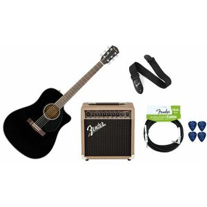 Fender CD-60SCE Black PACK Black Chitară electro-acustică Dreadnought imagine