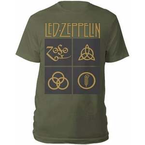 Led Zeppelin Tricou Symbols & Squares Verde XL imagine