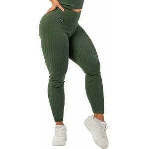 Nebbia Organic Cotton Ribbed High-Waist Leggings Verde Închis M Fitness pantaloni imagine