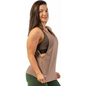 Nebbia Sleeveless Loose Cross Back Tank Top "Feeling Good" Brown L Tricouri de fitness imagine