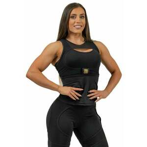 Nebbia Compression Top INTENSE Ultra Black/Gold M Lenjerie de fitness imagine